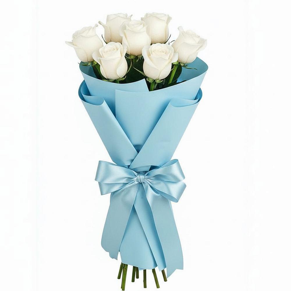 Букет 7 белых роз Проуд в Кяхте