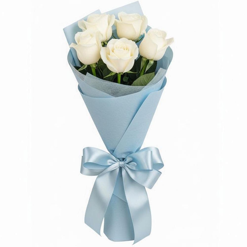Букет 5 Белых роз Проуд в Кяхте
