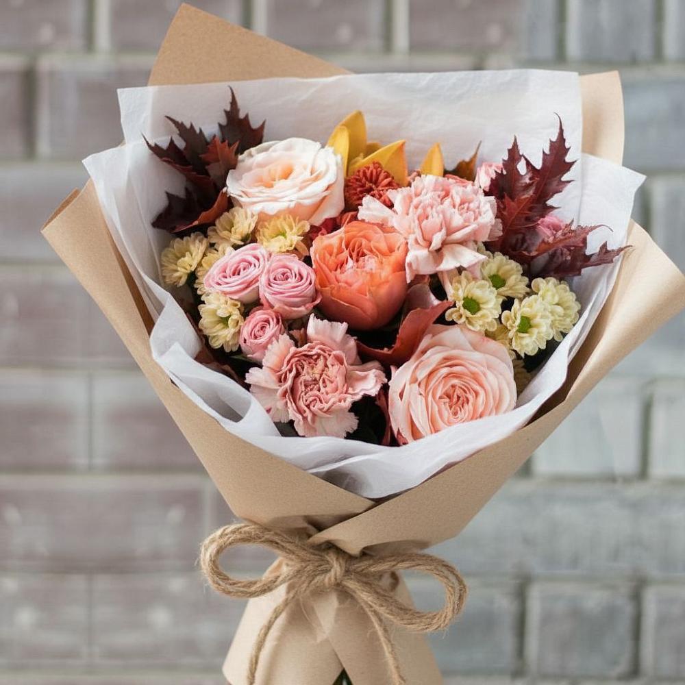 Букет цветов из: Гвоздики, Хризантемы и Розы в Кяхте