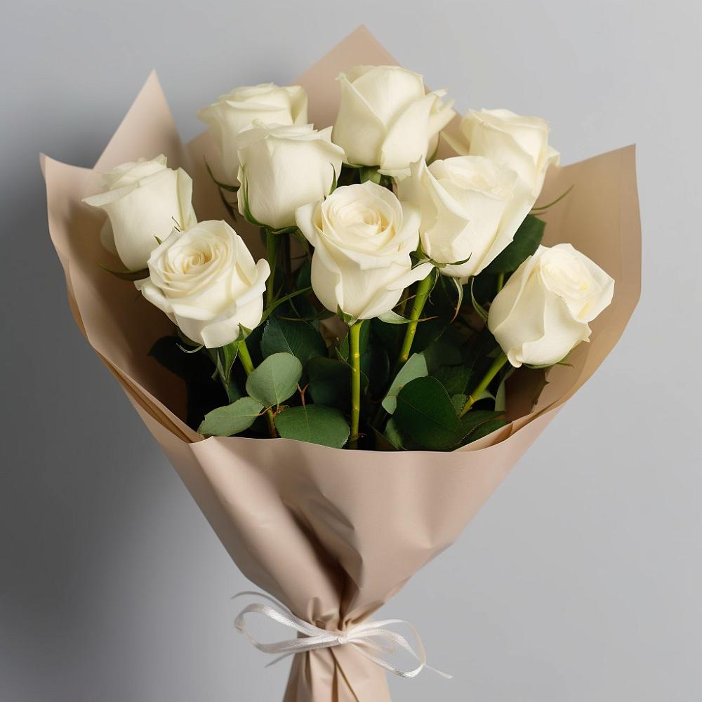 Букет 9 Белых роз Эдлесс Лав в Кяхте