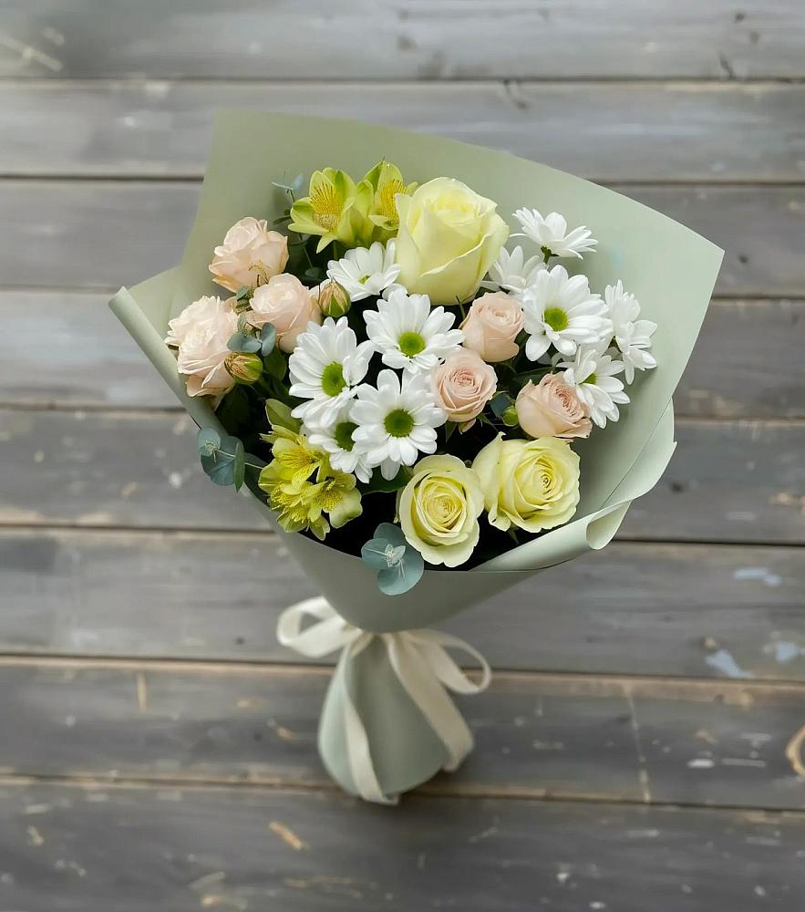 Букет цветов из: Альстромерии, Розы и Хризантемы в Кяхте