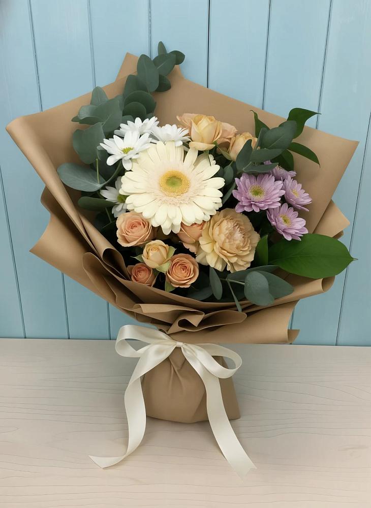Букет цветов из: Герберы и Хризантемы в Кяхте