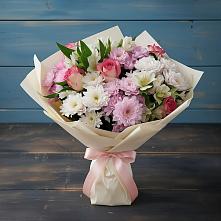 Букет цветов из:  Хризантемы, Альстромерии и Розы в Кяхте