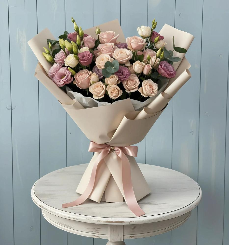 Букет цветов из: Розы и Лизиантусы в Кяхте