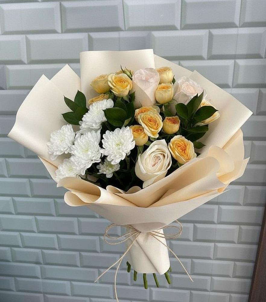 Букет цветов из: Розы и Хризантемы в Кяхте