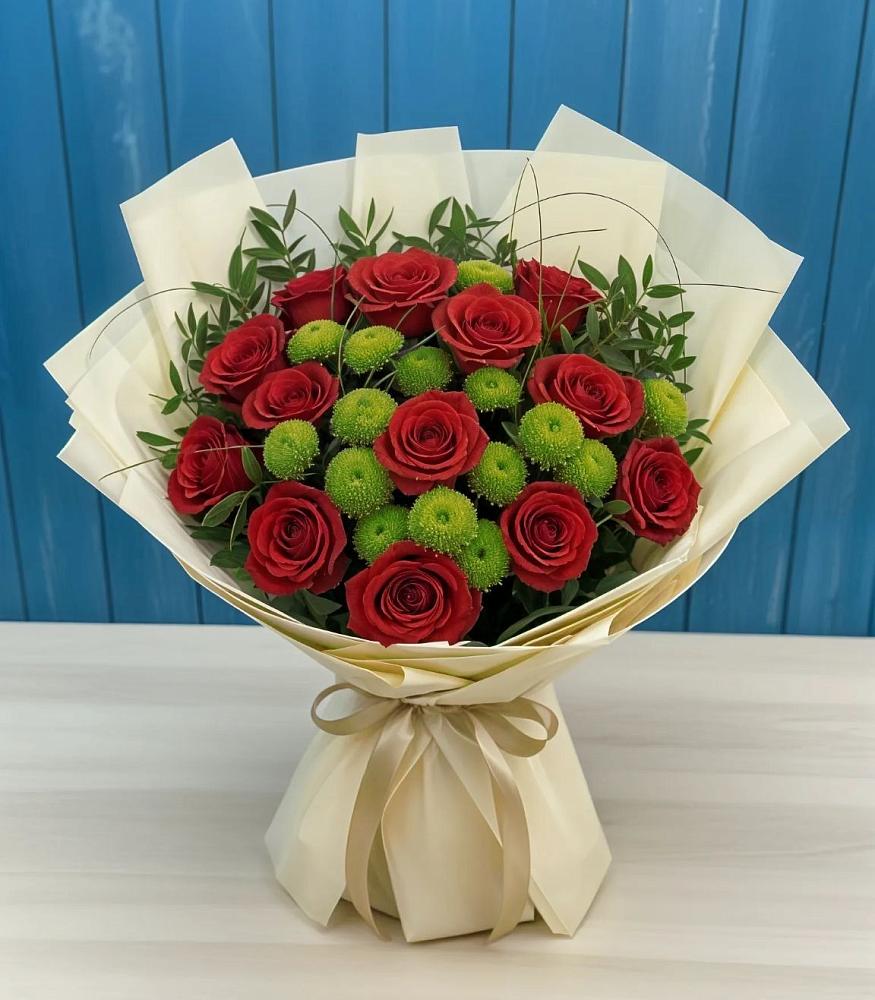 Букет цветов из: Розы и Хризантемы в Кяхте